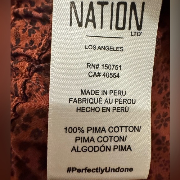 NATION LTD NWT size M Gianna Elastic Waist Blouse 100% Pima Cotton - Picture 5 of 6